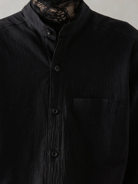 25SS｜Wrinkled-effect Shirt (Black) – Professor.E