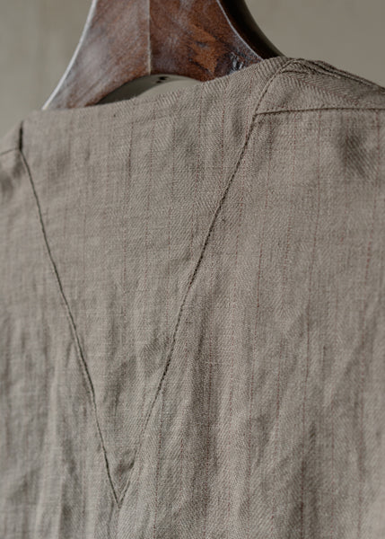 Forgotten Materials｜Double-breasted Collarless Shirt (Natural