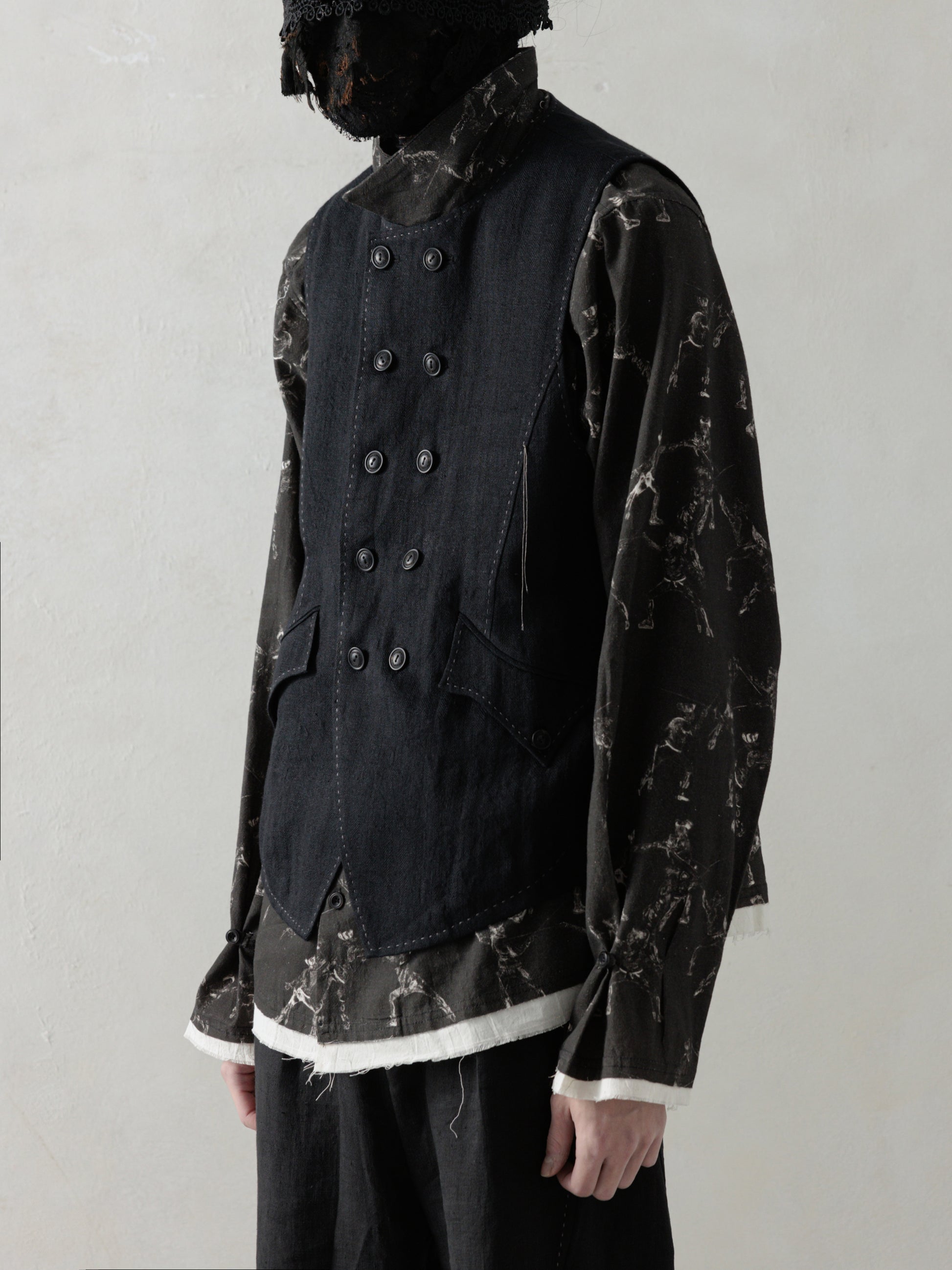 25SS｜E Double Breasted Waistcoat (Black)