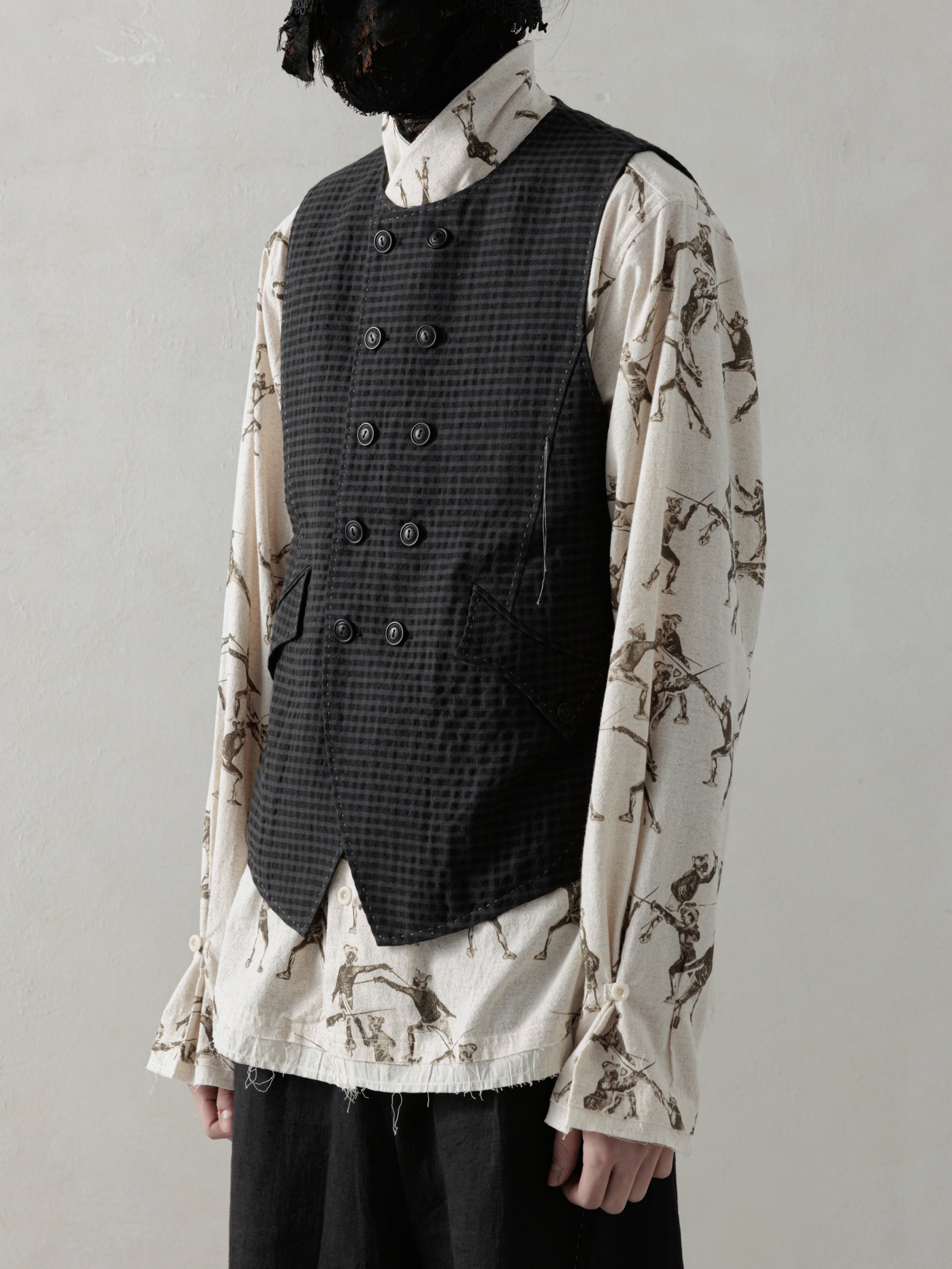 25SS｜E Double Breasted Waistcoat (Check)