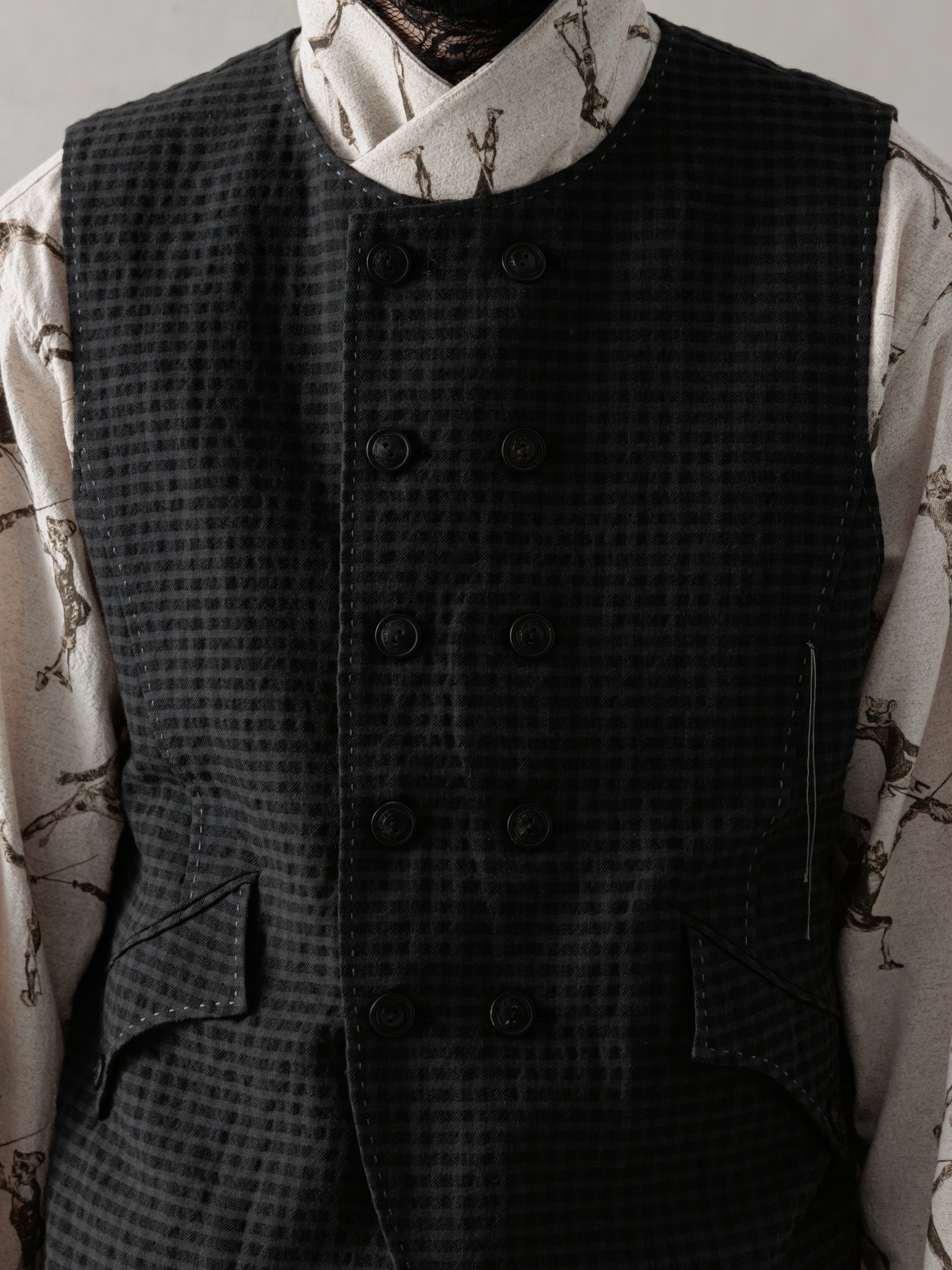 25SS｜E Double Breasted Waistcoat (Check)