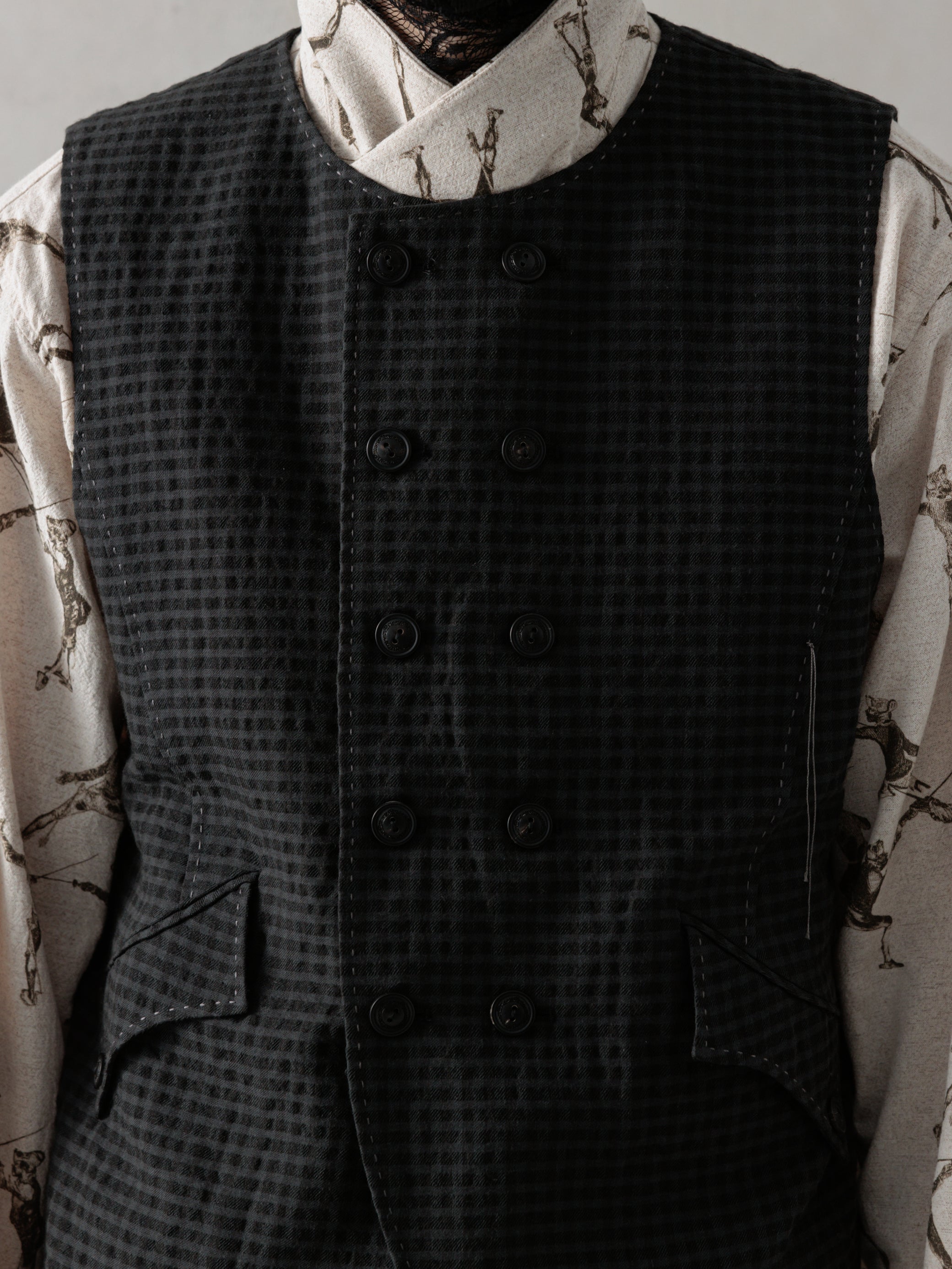 25SS｜E Double Breasted Waistcoat (Check)