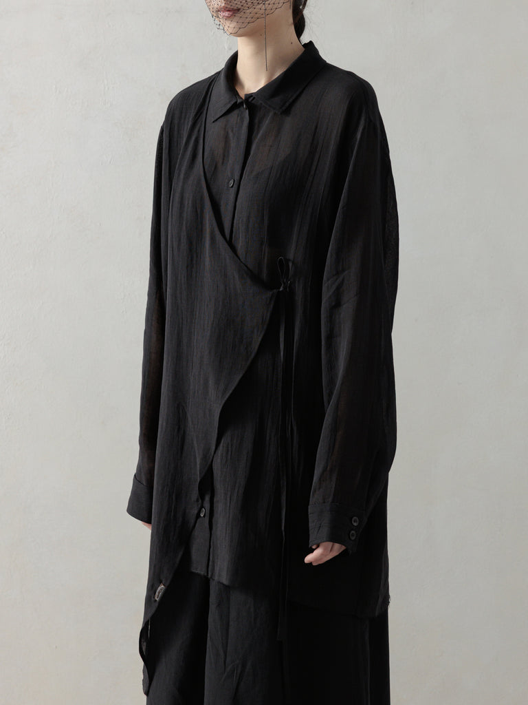 25SS WMS｜Asymmetrical shirt (Black)