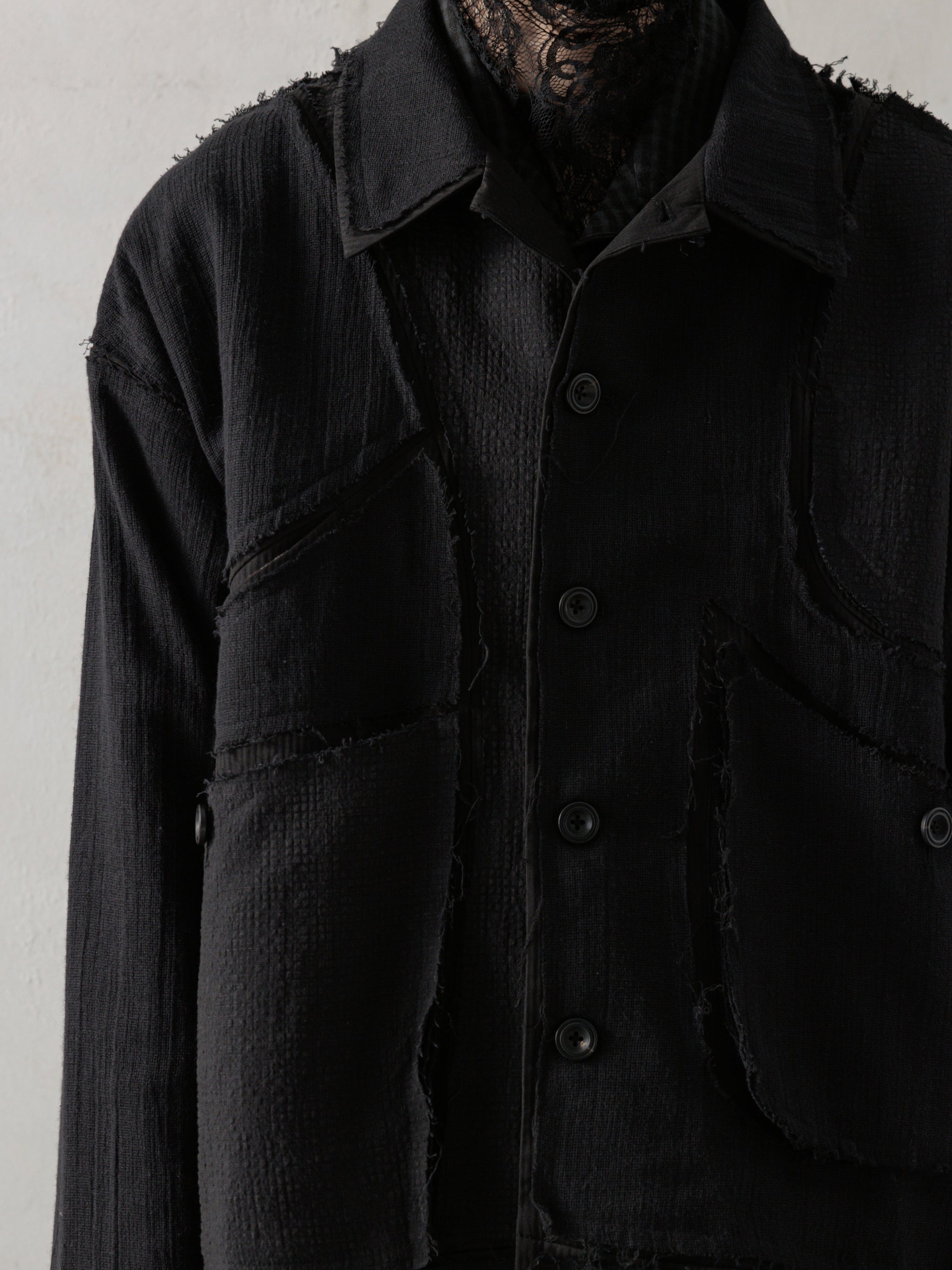ジャケット・アウター nullus ECOLEATHERHOLLOW PLACKETLONG COAT STUDIO RUNDHOLZ - MAINLINE - 3D POCKET COAT