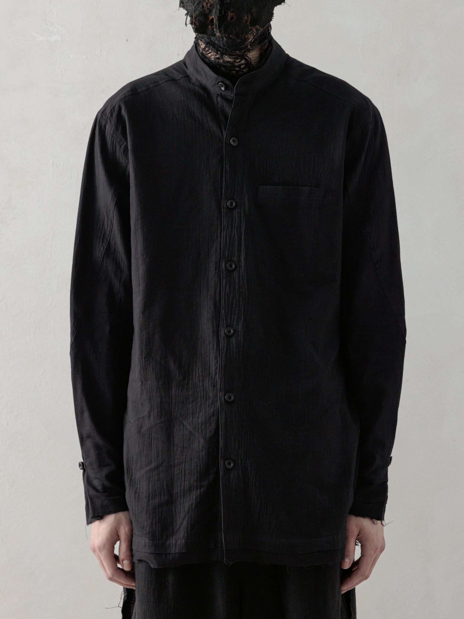 25SS｜Wrinkled-effect Shirt (Black)