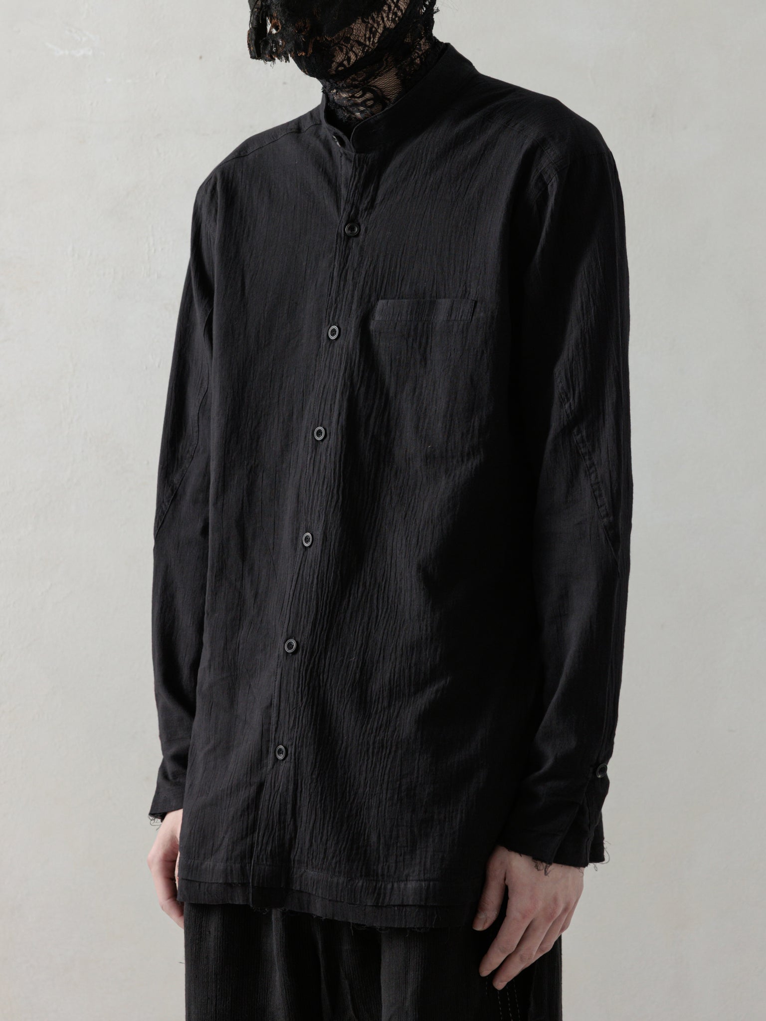 25SS｜Wrinkled-effect Shirt (Black)