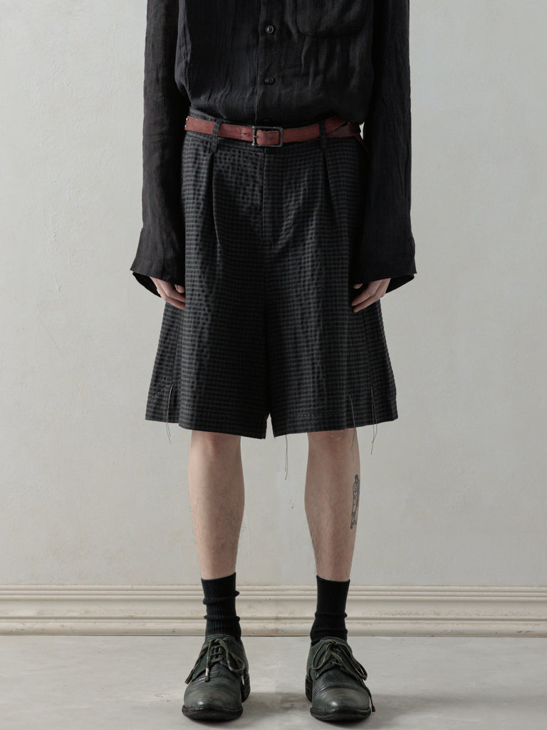 25SS｜Pleated Shorts (Dusty Check)