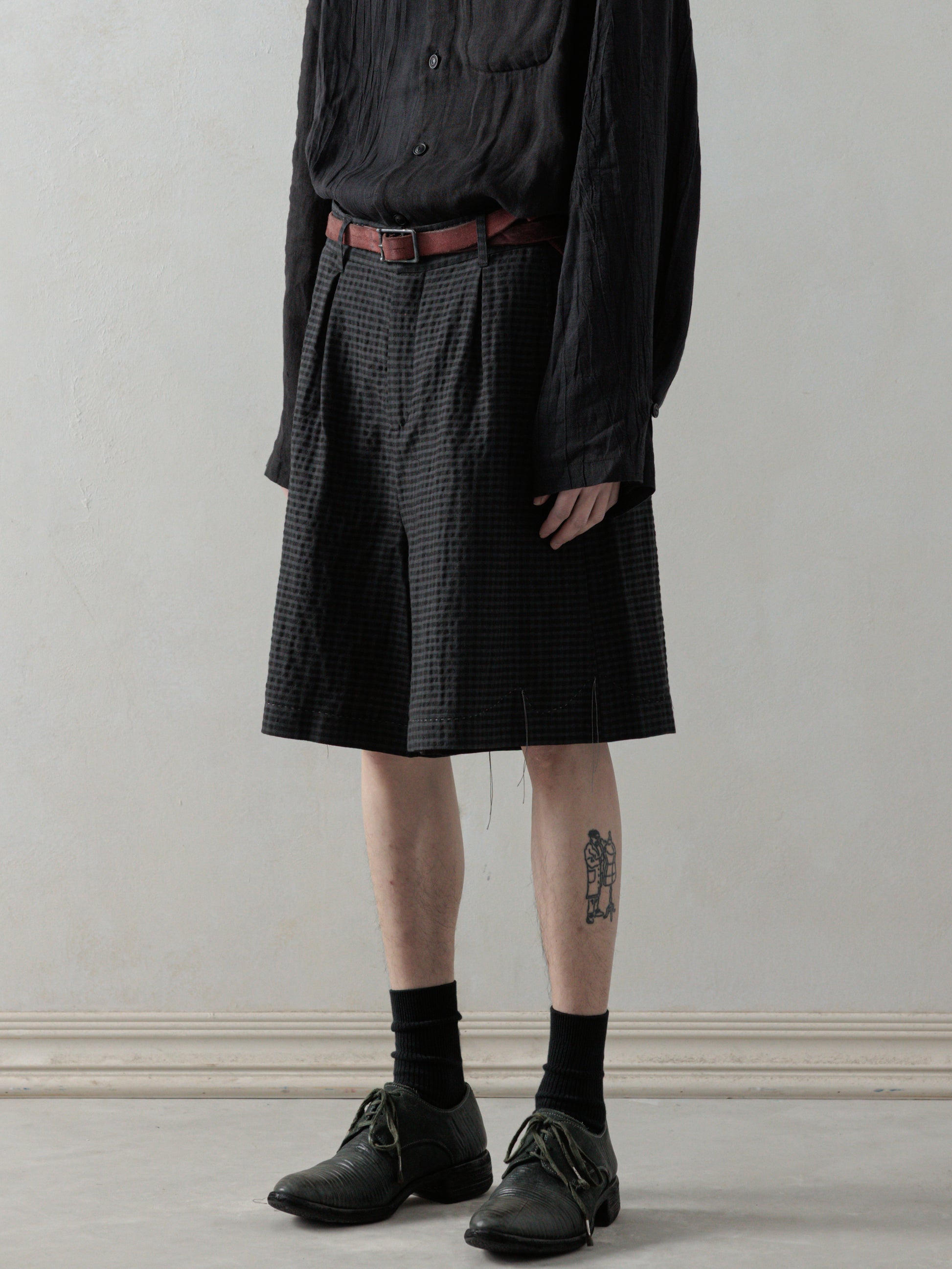 25SS｜Pleated Shorts (Dusty Check)