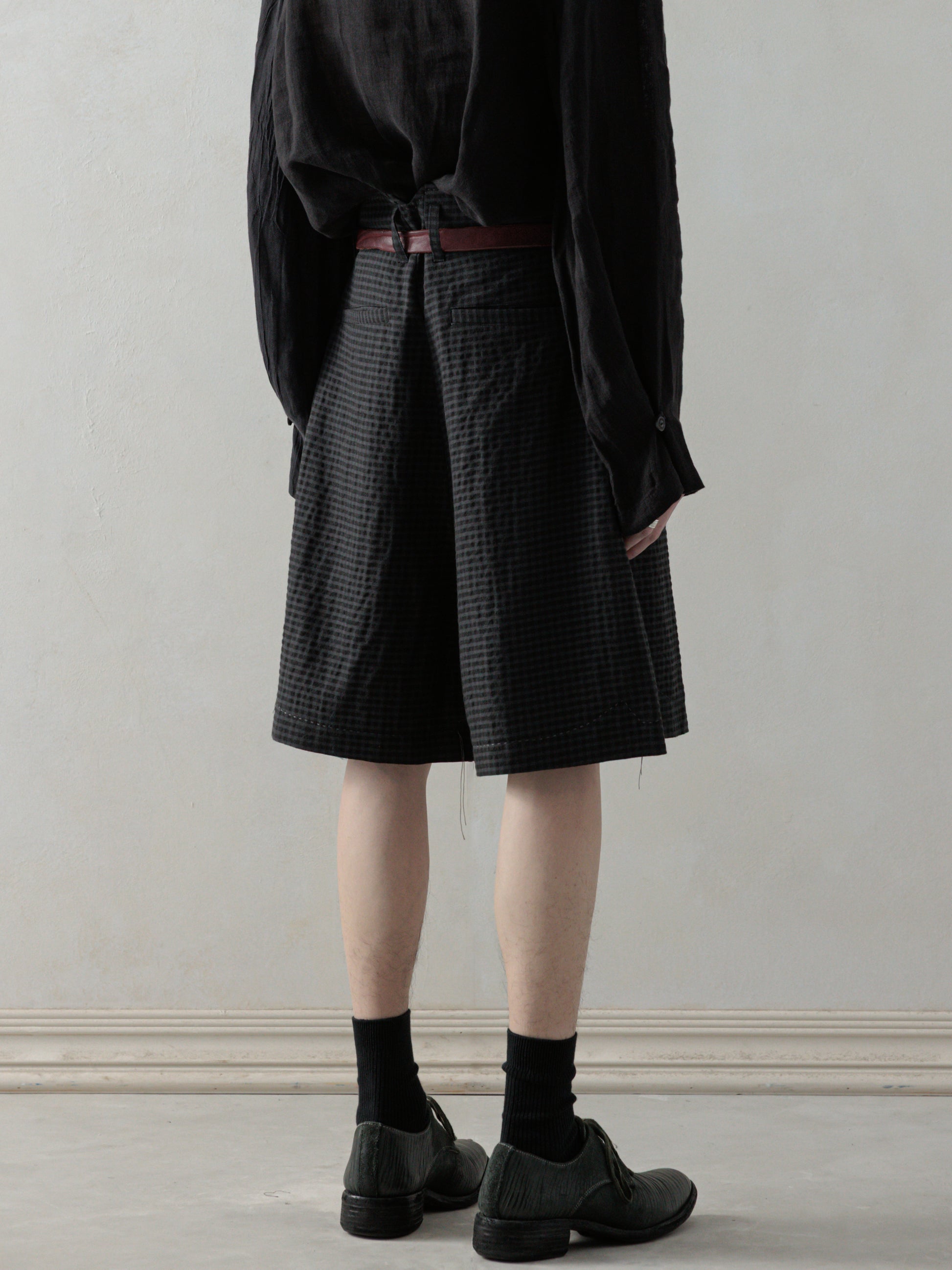 25SS｜Pleated Shorts (Dusty Check)