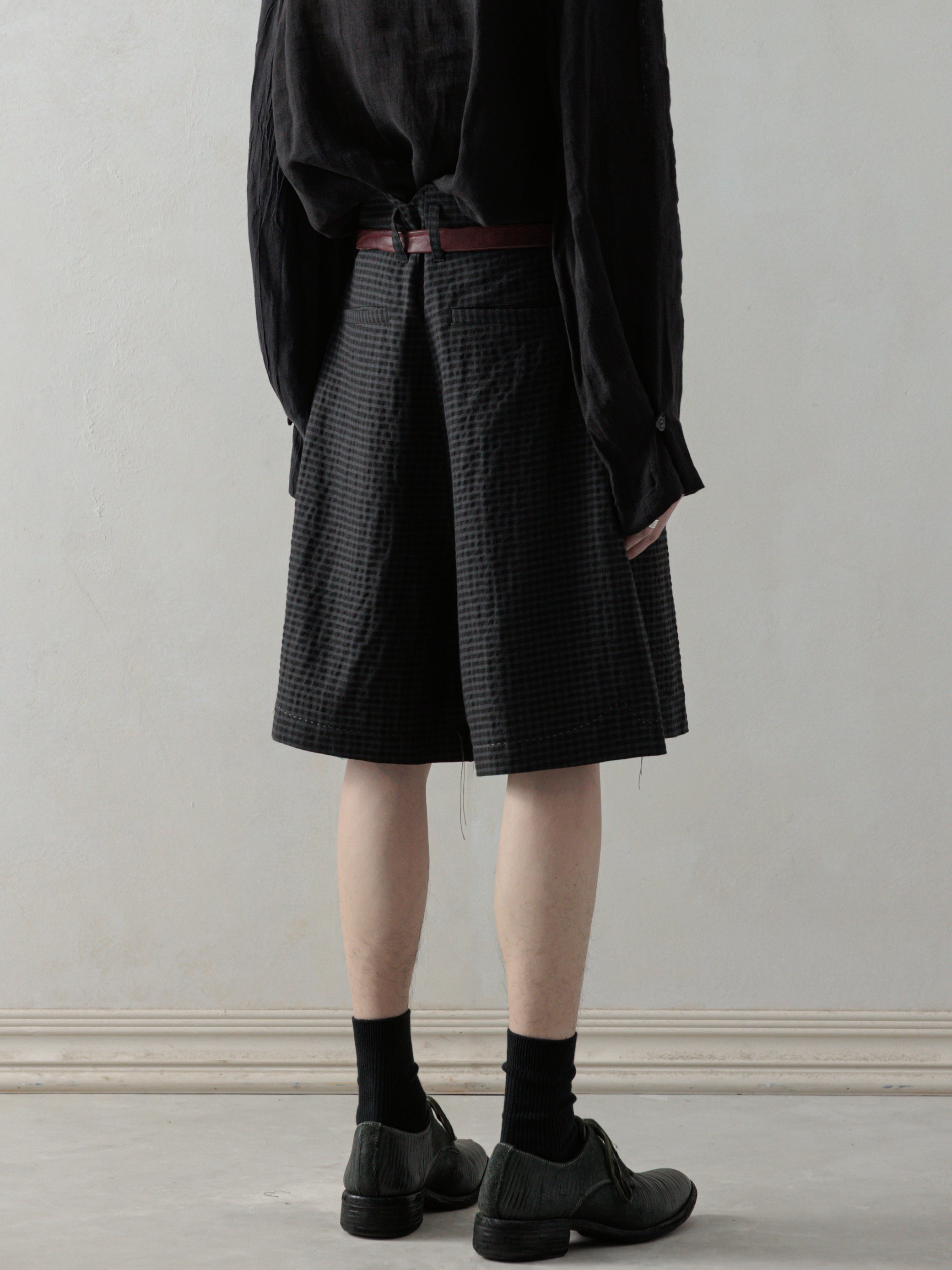 25SS｜Pleated Shorts (Dusty Check)