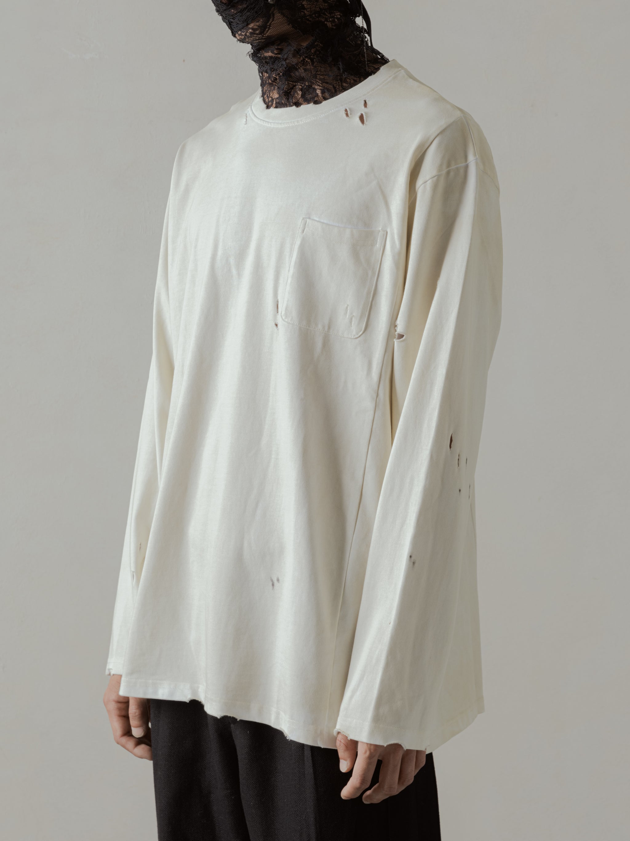 24FW｜Destroyed Tee (Beige) – Professor.E