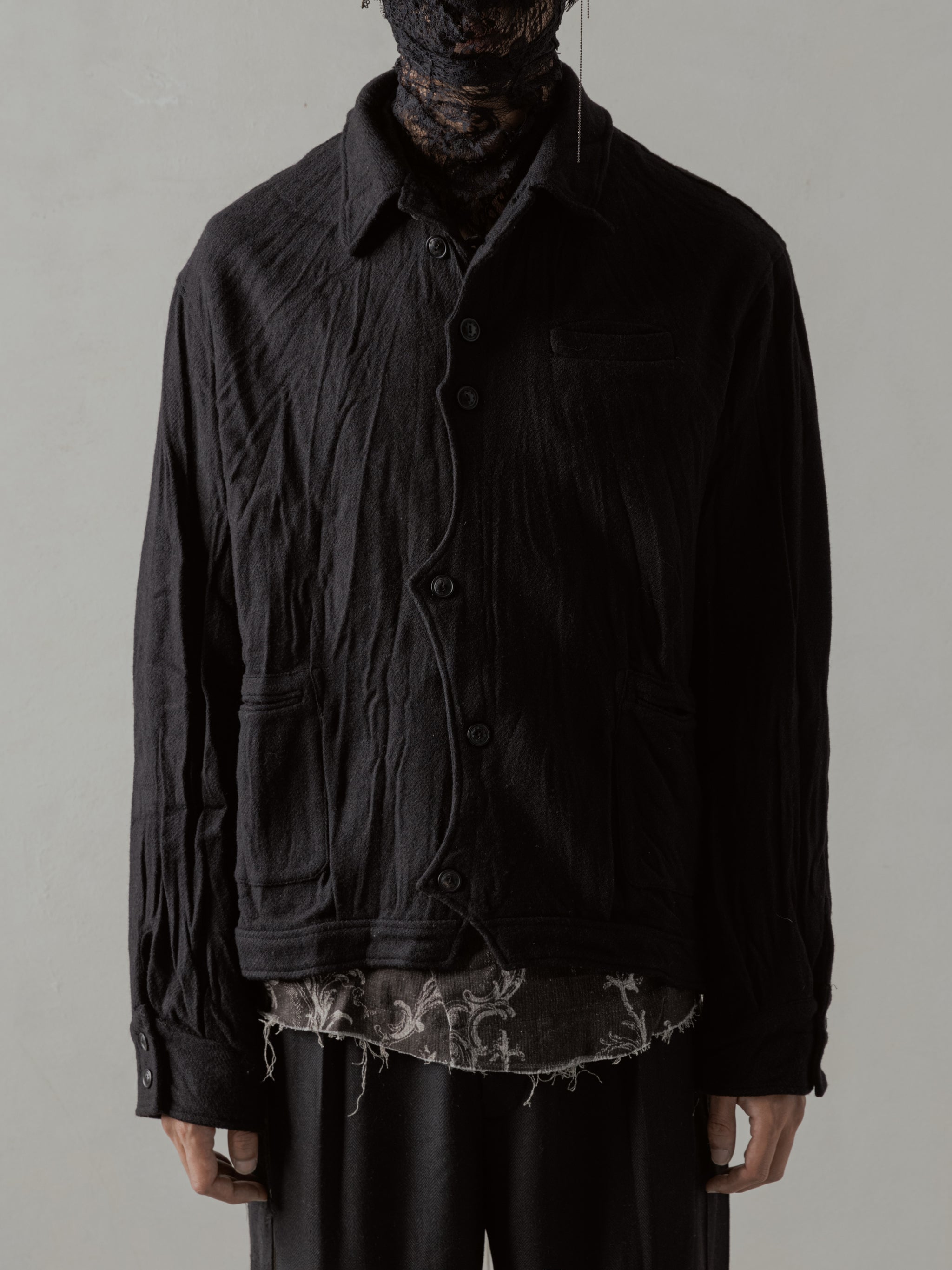 トップス Professor.E 24fw Drawstring Shirt 24FW｜Seasonal Print LS (Black) – Professor.E