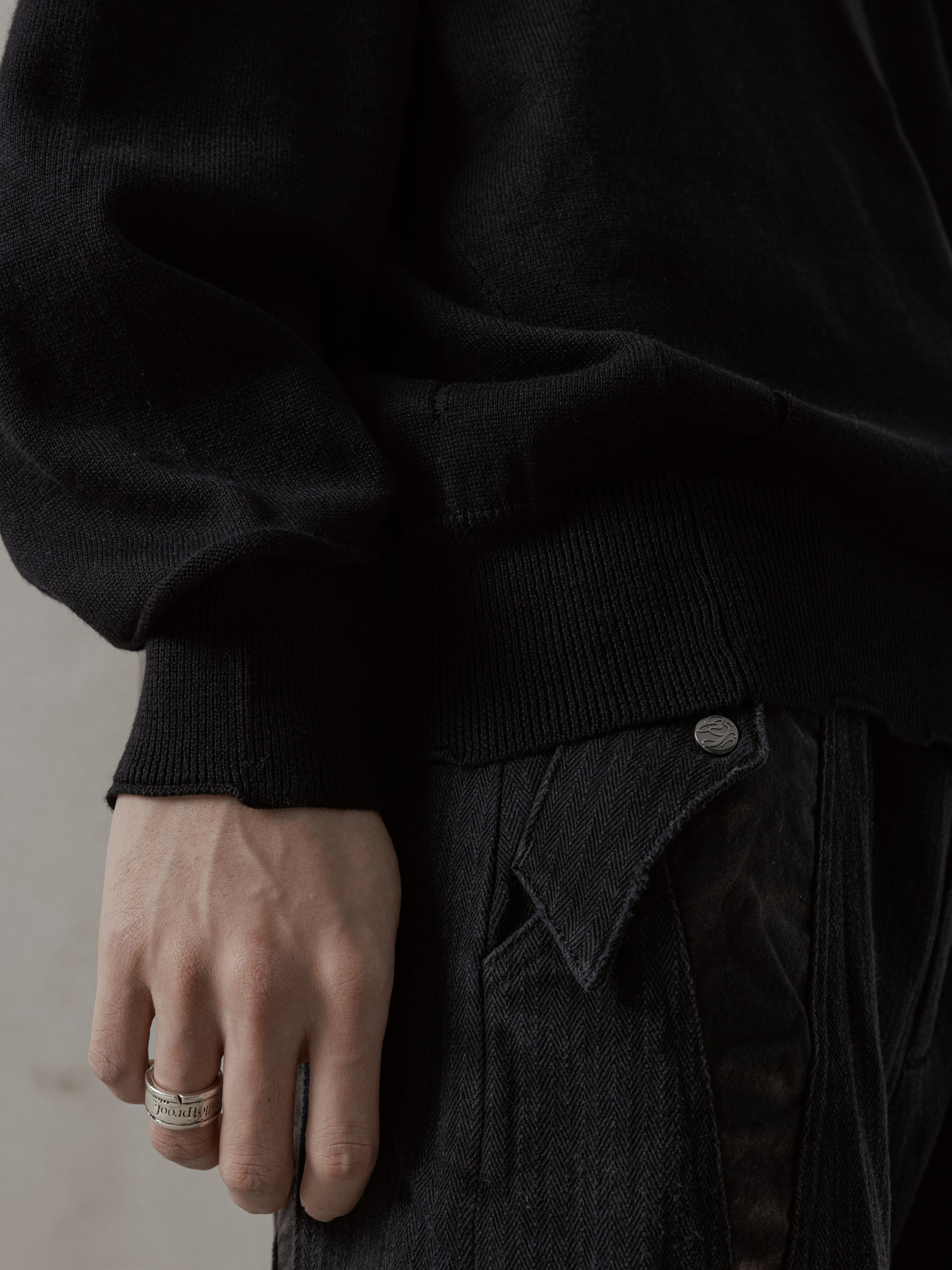 トップス PPFM layered knit black 24FW｜Worn-out Knit – Professor.E