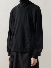 25FW｜Double V Destroyed Sweater (Black)
