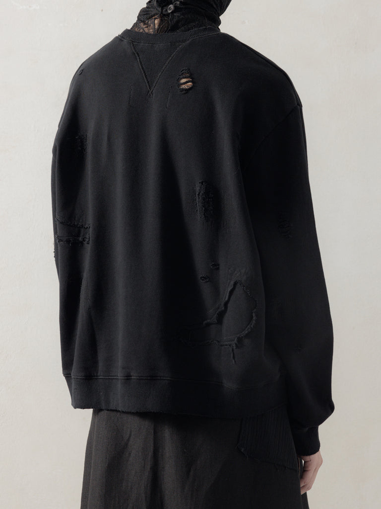 25FW｜Double V Destroyed Sweater (Black)