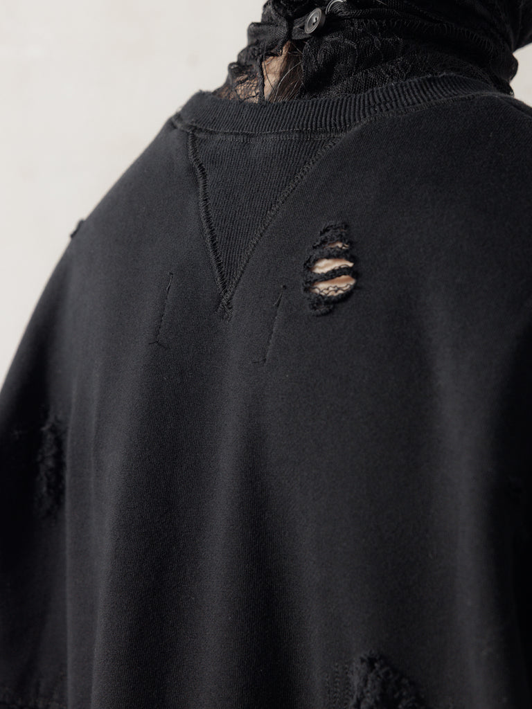 25FW｜Double V Destroyed Sweater (Black)