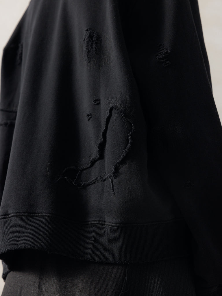 25FW｜Double V Destroyed Sweater (Black)