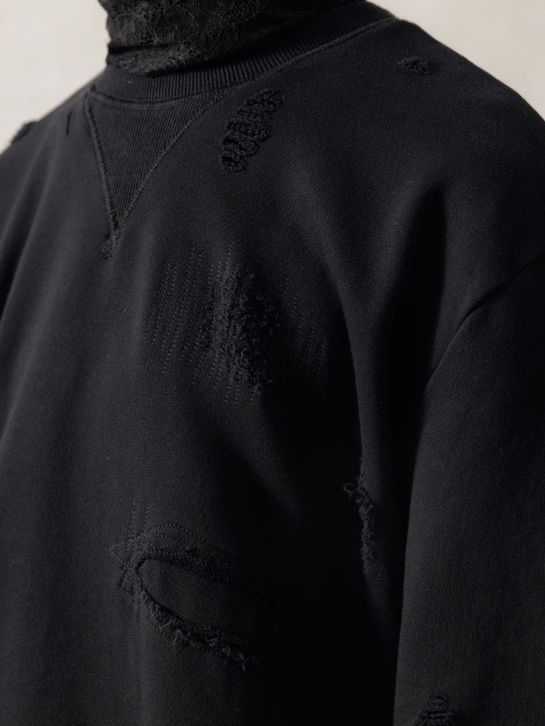 25FW｜Double V Destroyed Sweater (Black)