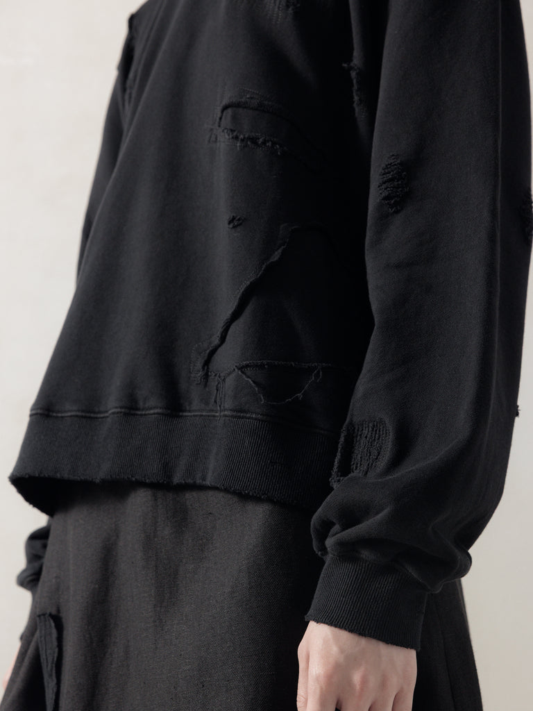 25FW｜Double V Destroyed Sweater (Black)