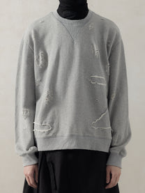 25FW｜Double V Destroyed Sweater (Grey)