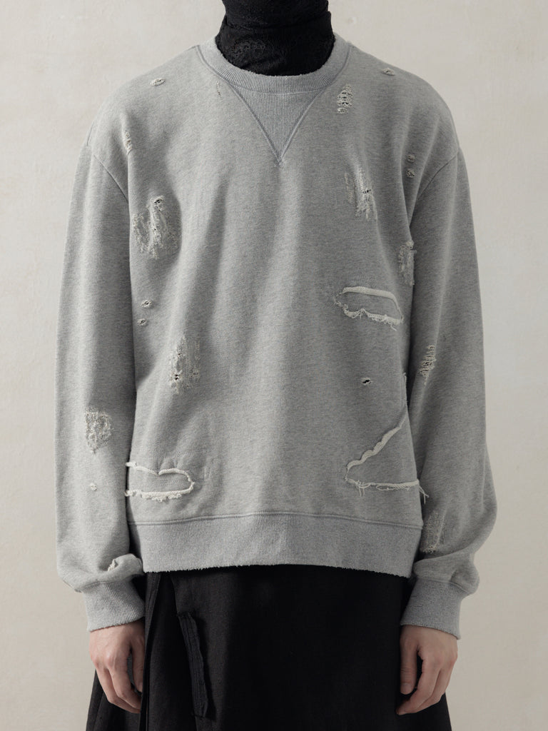 25FW｜Double V Destroyed Sweater (Grey)