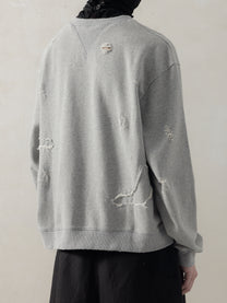 25FW｜Double V Destroyed Sweater (Grey)