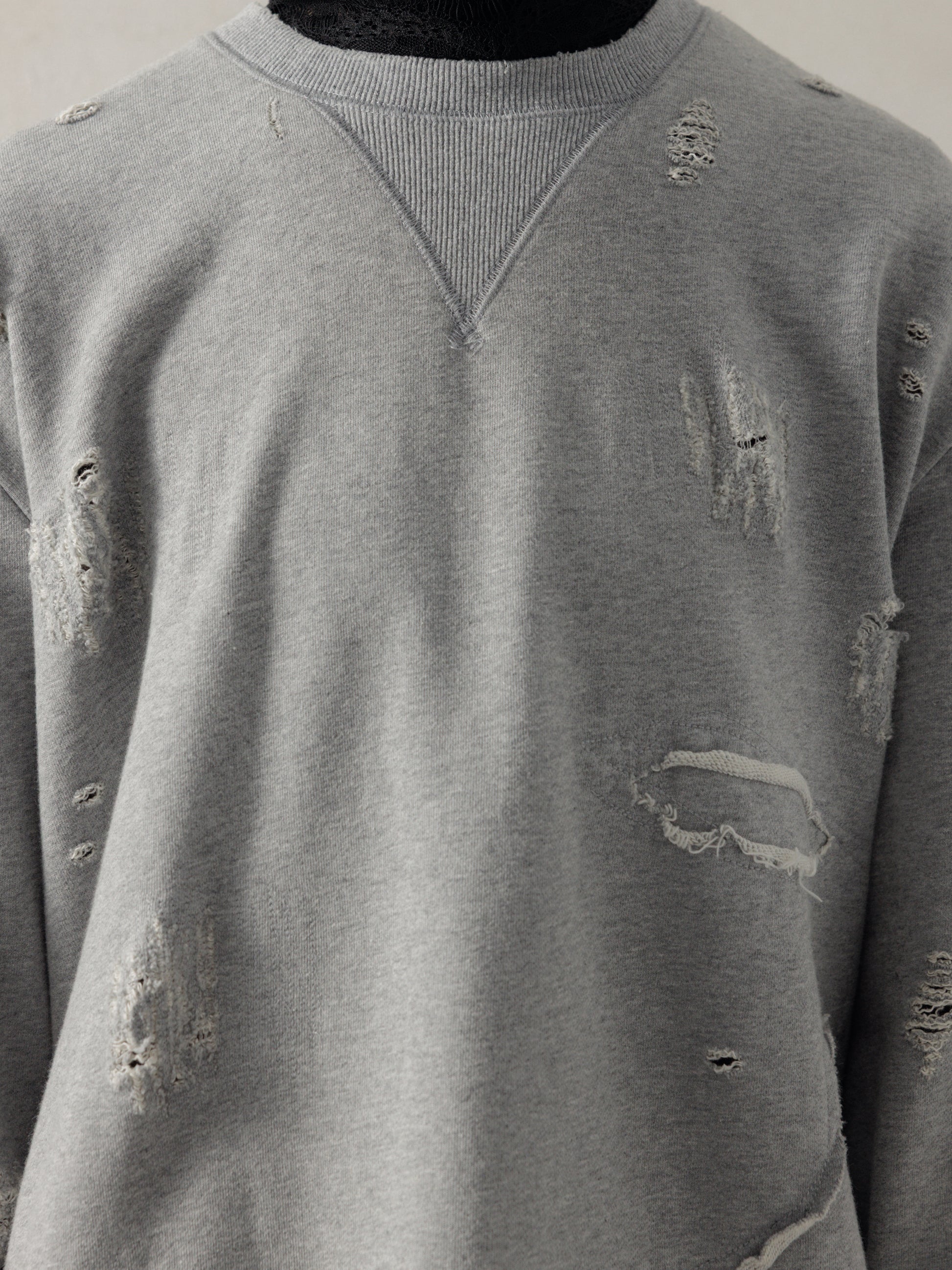 25FW｜Double V Destroyed Sweater (Grey)