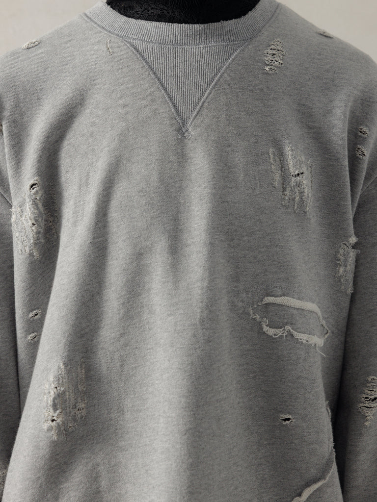 25FW｜Double V Destroyed Sweater (Grey)