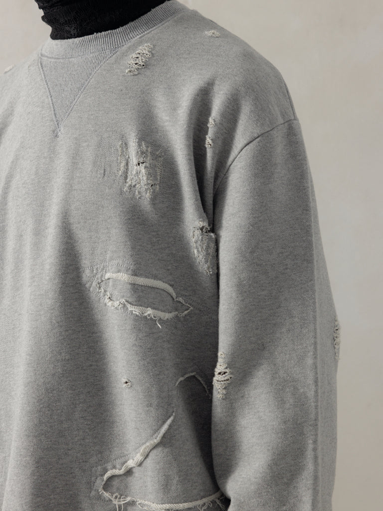 25FW｜Double V Destroyed Sweater (Grey)