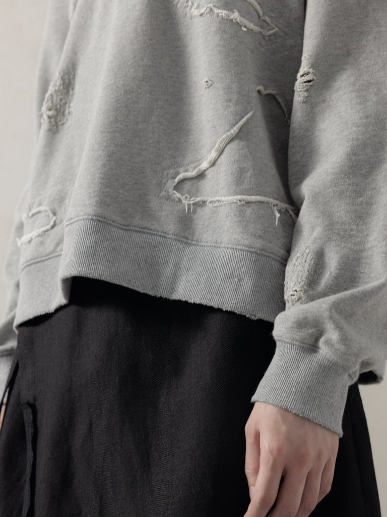 25FW｜Double V Destroyed Sweater (Grey)