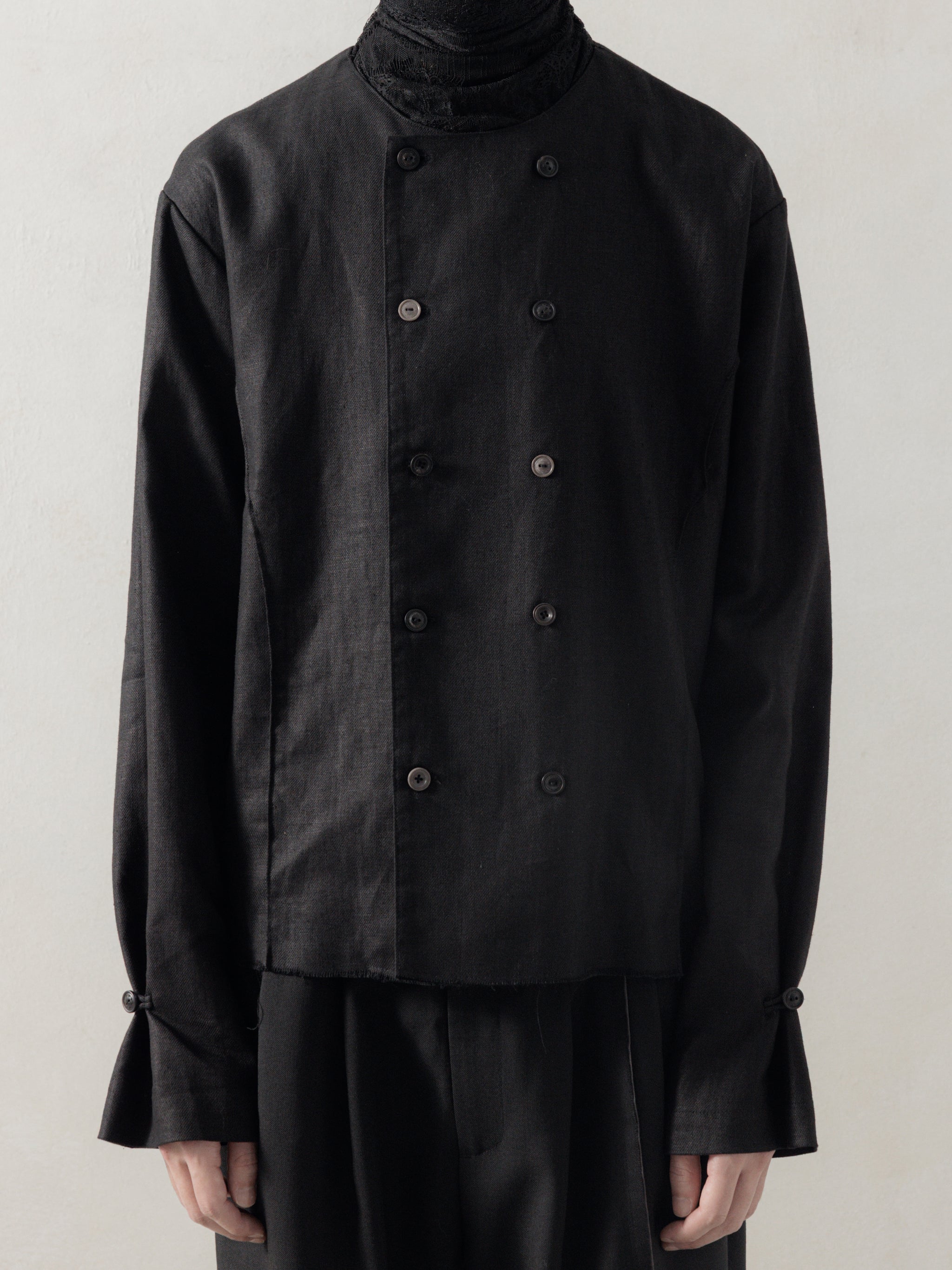 TODAYFUL 21年　Dobby Linen Jacket ブラック PHOEBE PHILO | SINGLE BREASTED JACKET | BLACK WOOL