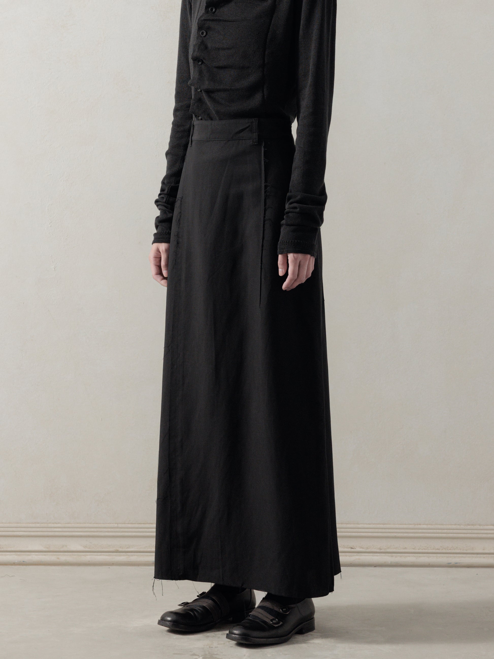 25FW WMS｜Frayed Skirt (Black)