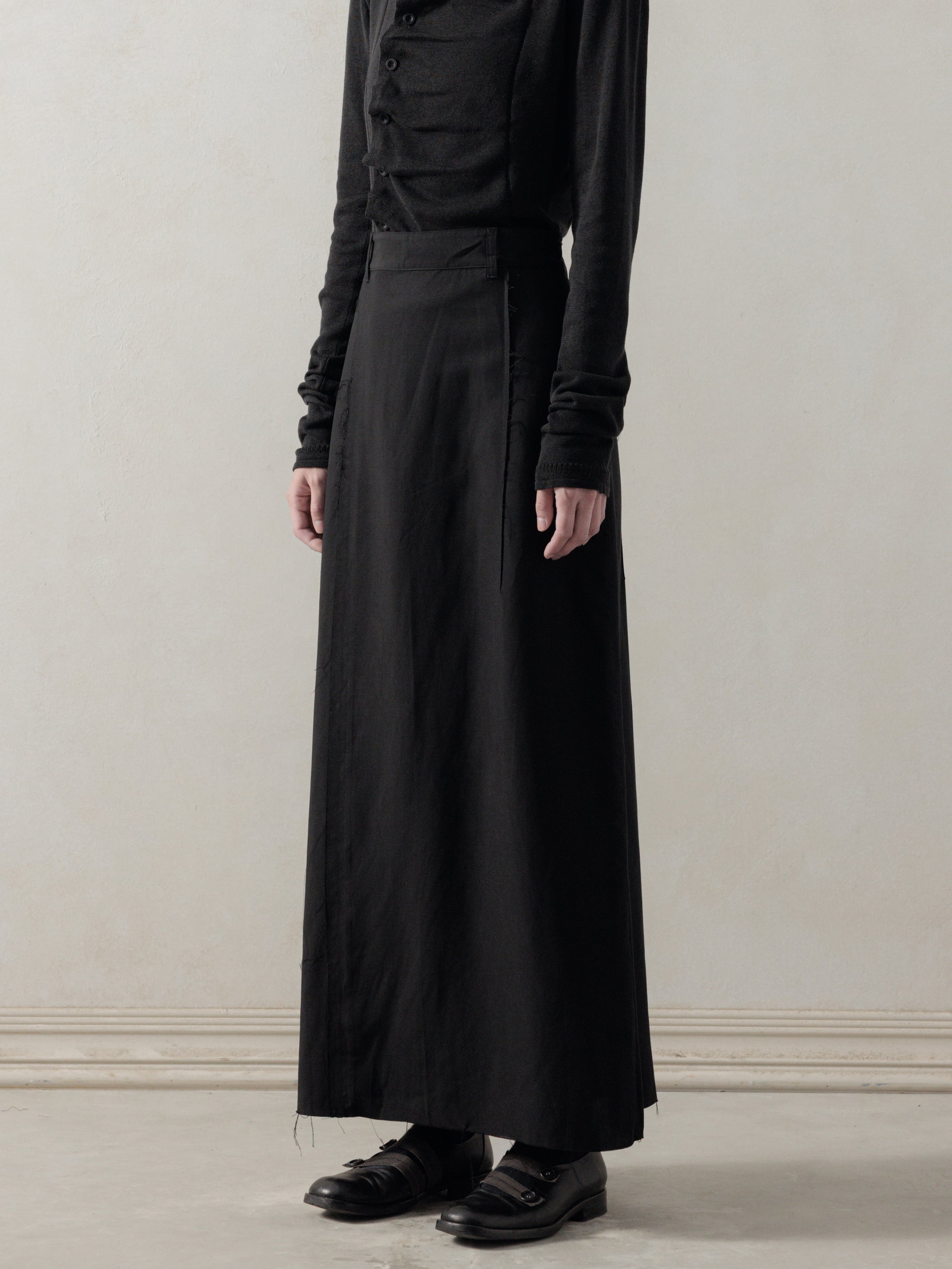 25FW WMS｜Frayed Skirt (Black)