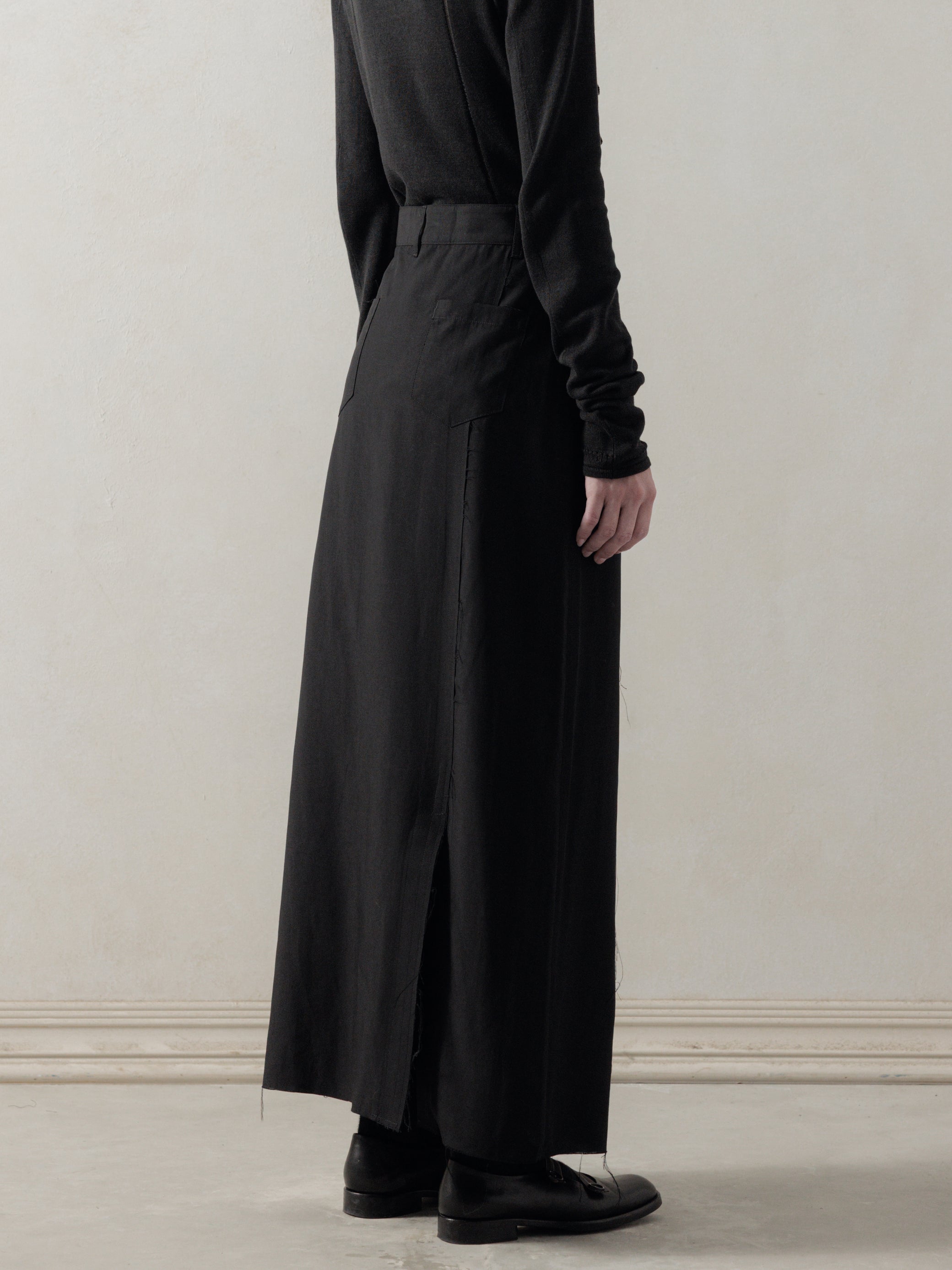 25FW WMS｜Frayed Skirt (Black)