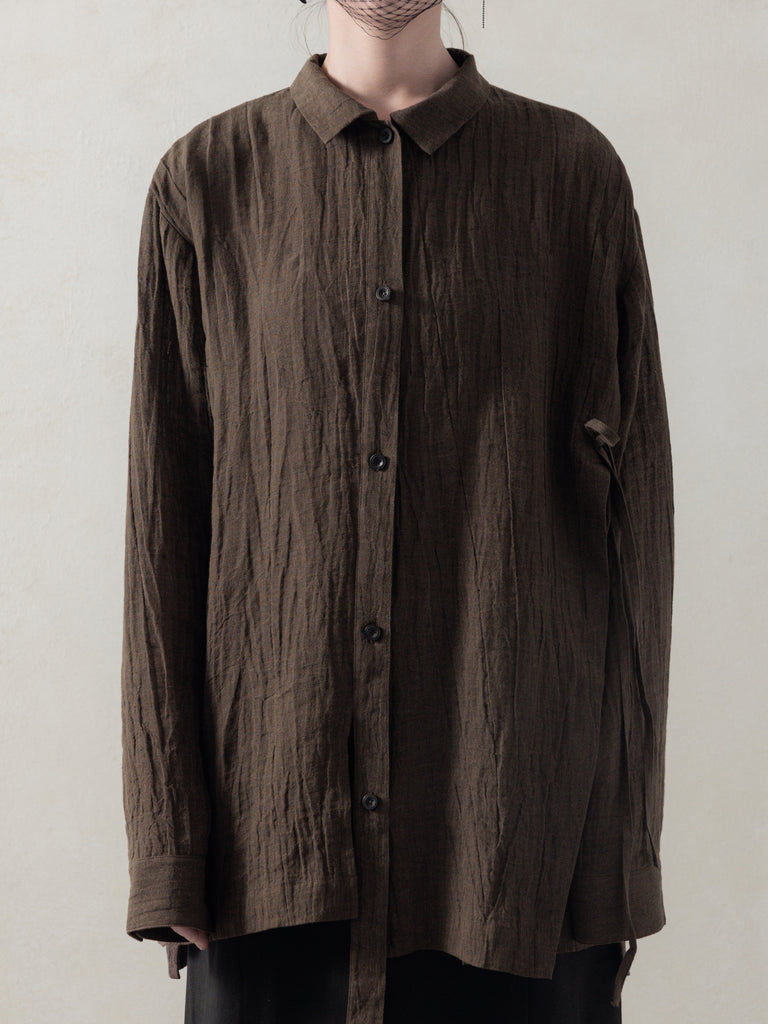 25FW WMS｜Drop Shoulder Shirt (Brown)