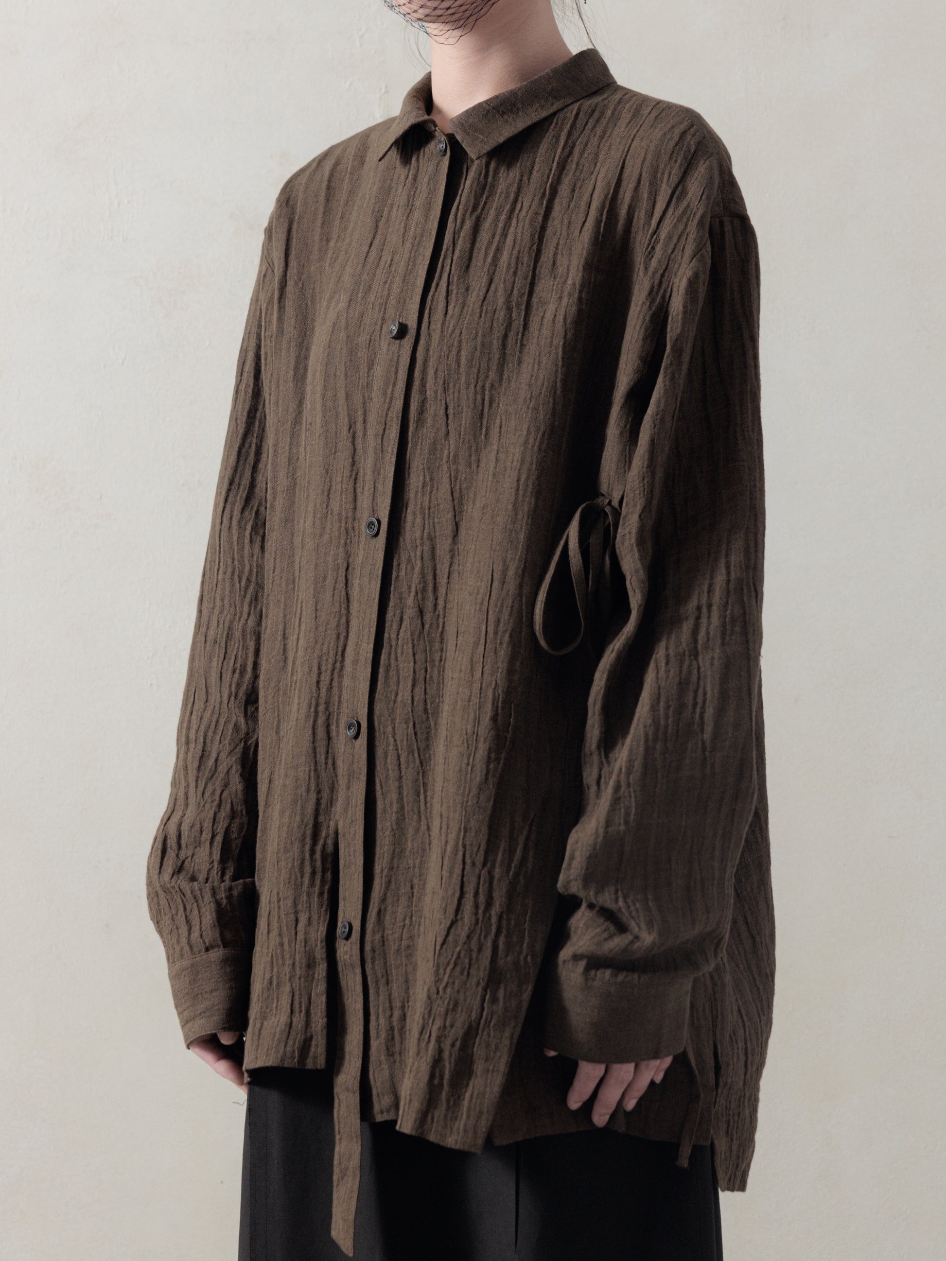 25FW WMS｜Drop Shoulder Shirt (Brown)