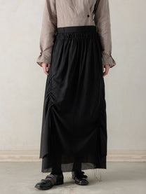 26SS WMS｜Cotton Pleated Midi Skirt (Black)