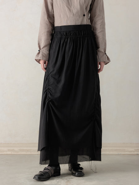 26SS WMS｜Cotton Pleated Midi Skirt (Black) – Professor.E