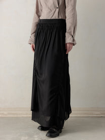 26SS WMS｜Cotton Pleated Midi Skirt (Black)