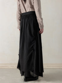 26SS WMS｜Cotton Pleated Midi Skirt (Black)