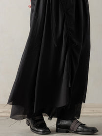 26SS WMS｜Cotton Pleated Midi Skirt (Black)