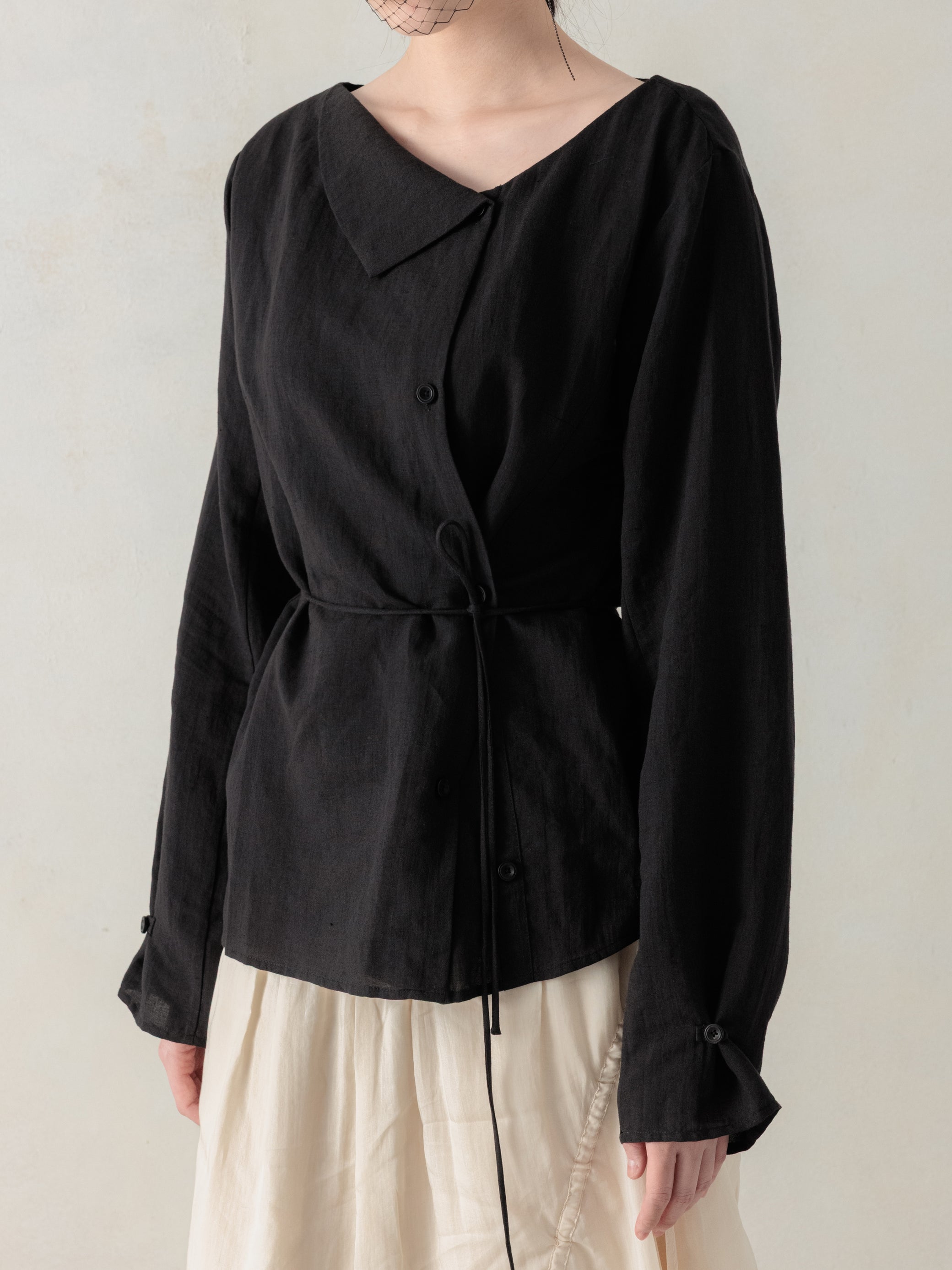 26SS WMS｜Side Button Shirt (Black)