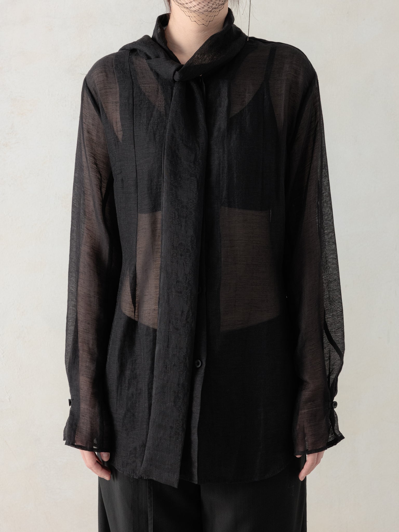 26SS WMS｜Semi-Sheer Shirt (Black)