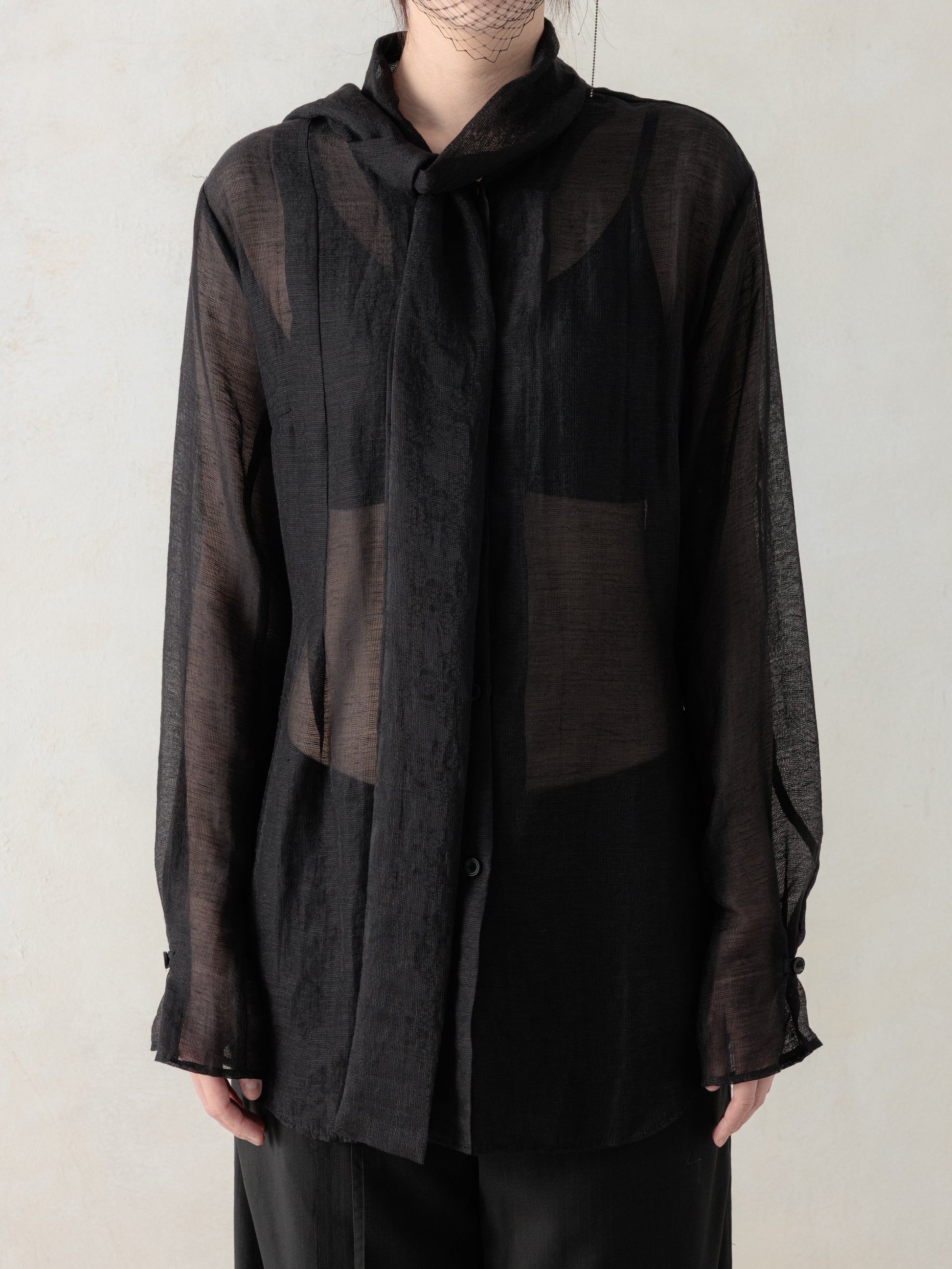 26SS WMS｜Semi-Sheer Shirt (Black)