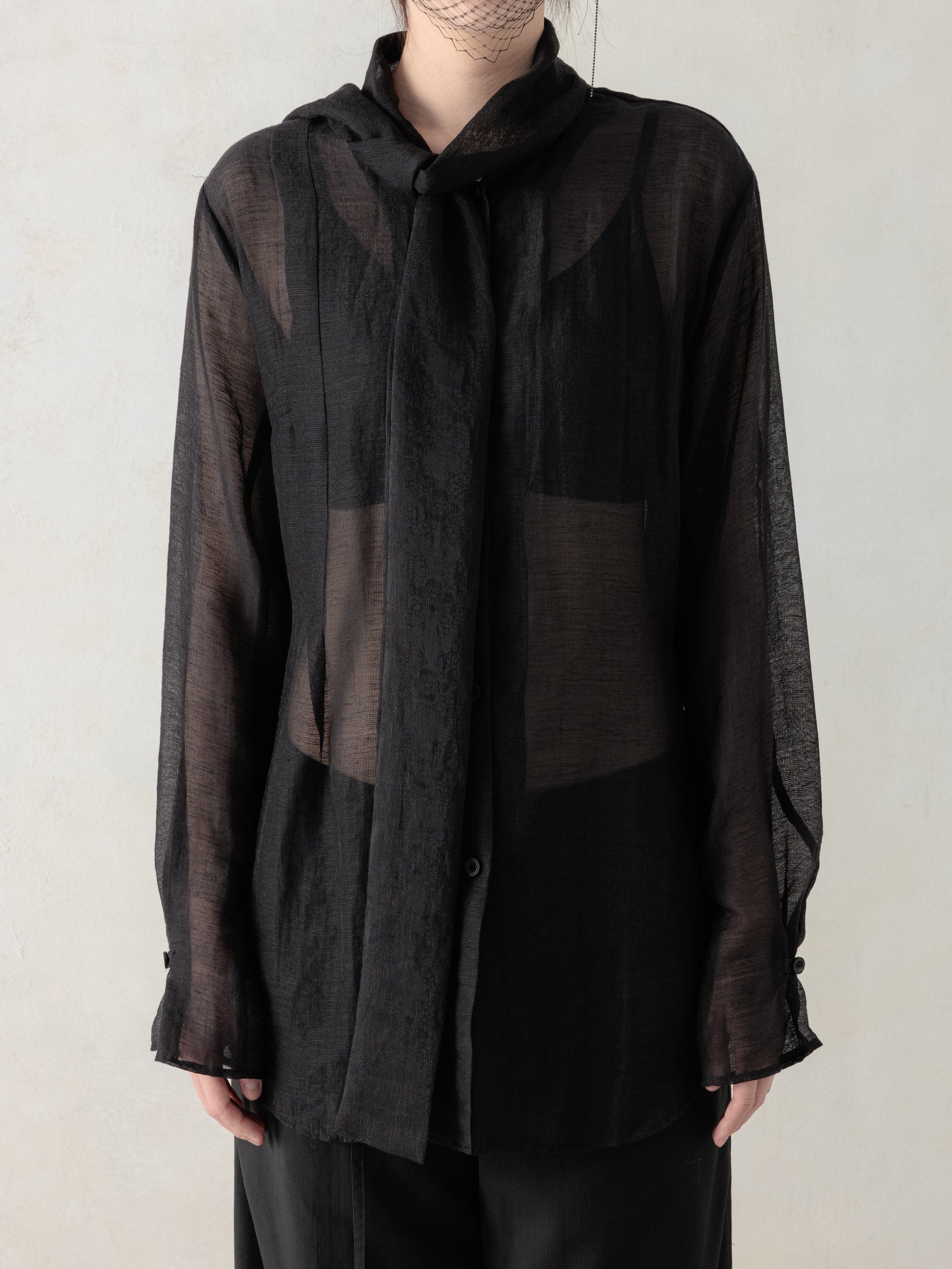 26SS WMS｜Semi-Sheer Shirt (Black)