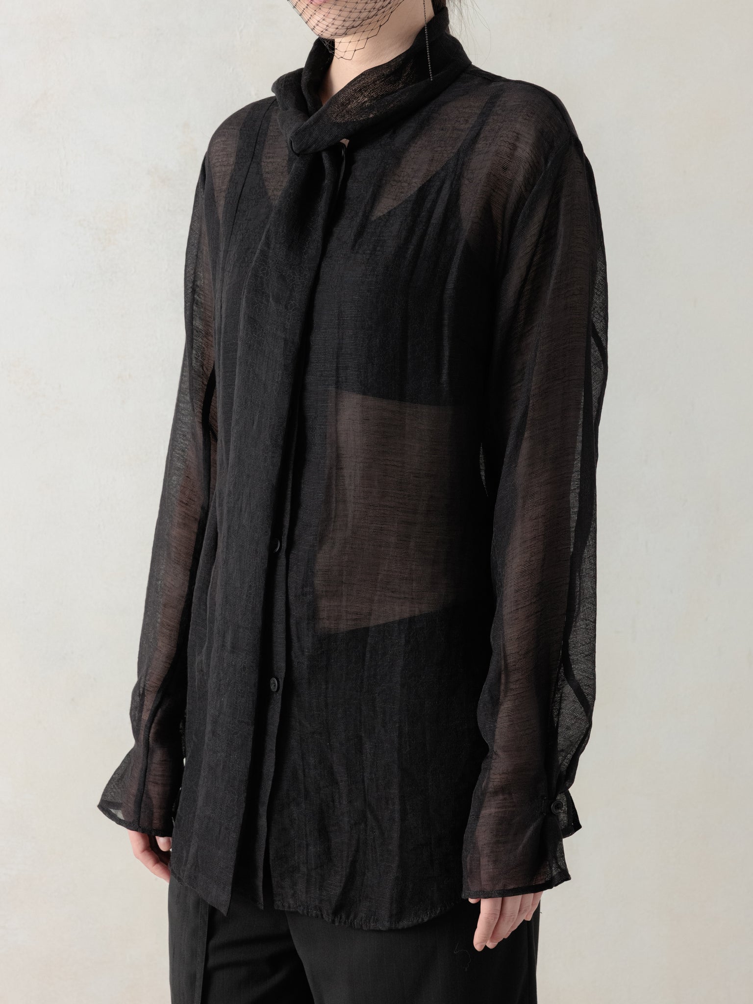 26SS WMS｜Semi-Sheer Shirt (Black)