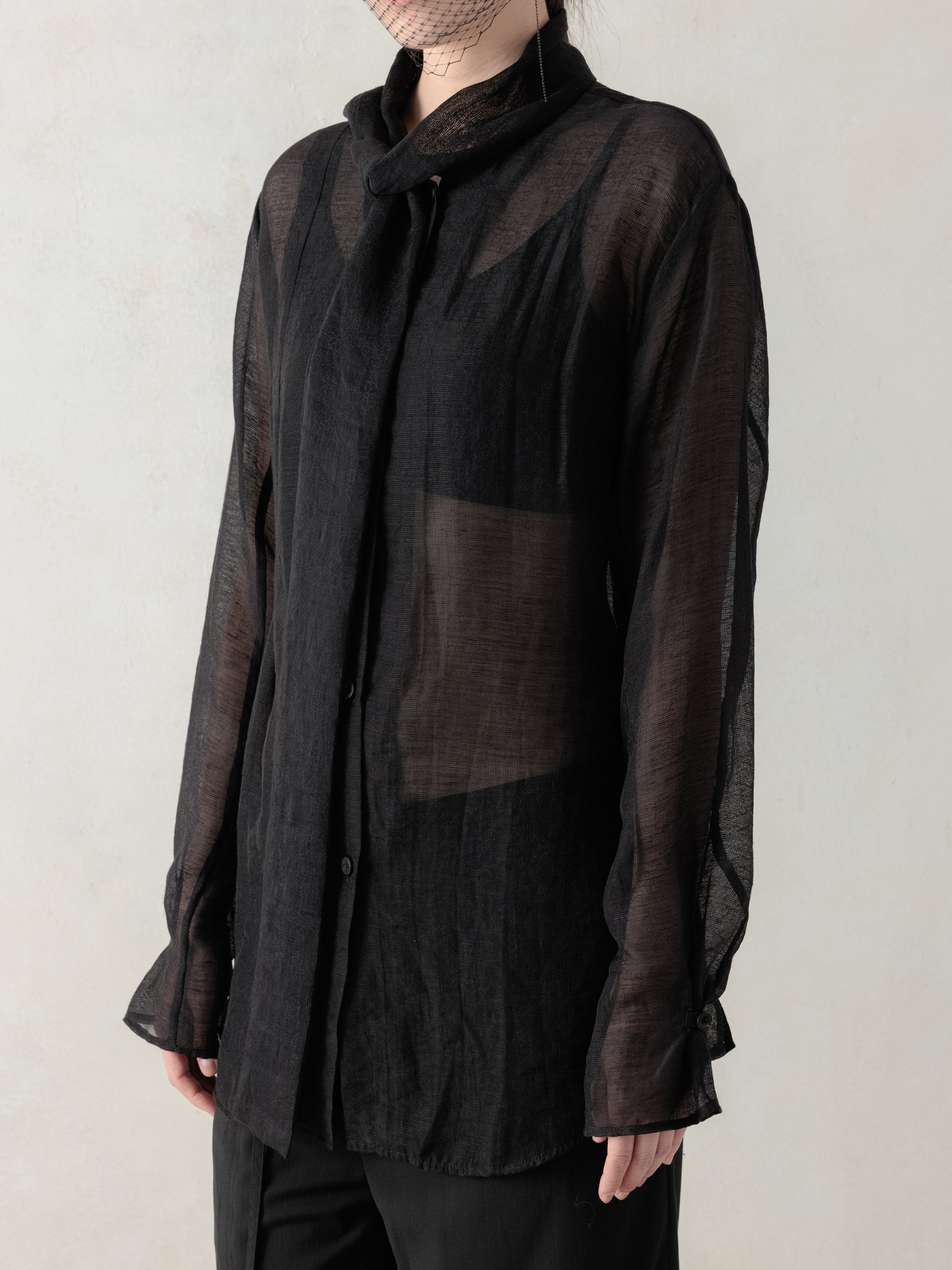 26SS WMS｜Semi-Sheer Shirt (Black)
