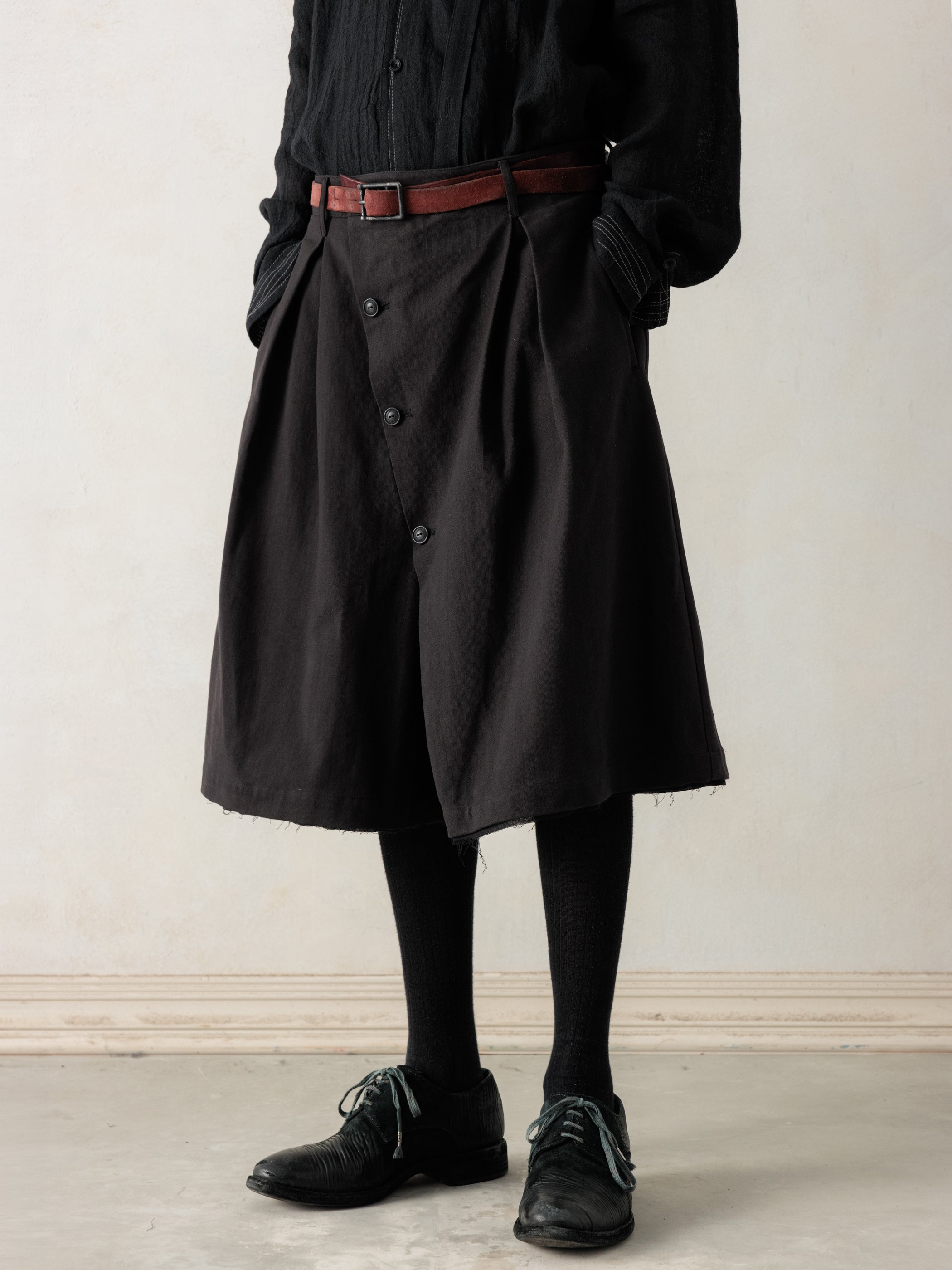 Professor E triple layered shorts Takato 26SS｜Button Draft Shorts