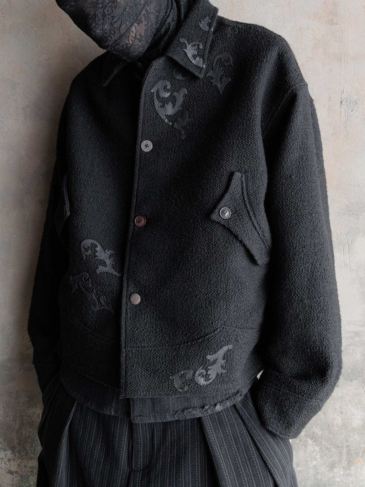 Forgotten Materials｜Laser-cut Leather Panels Wool JKT