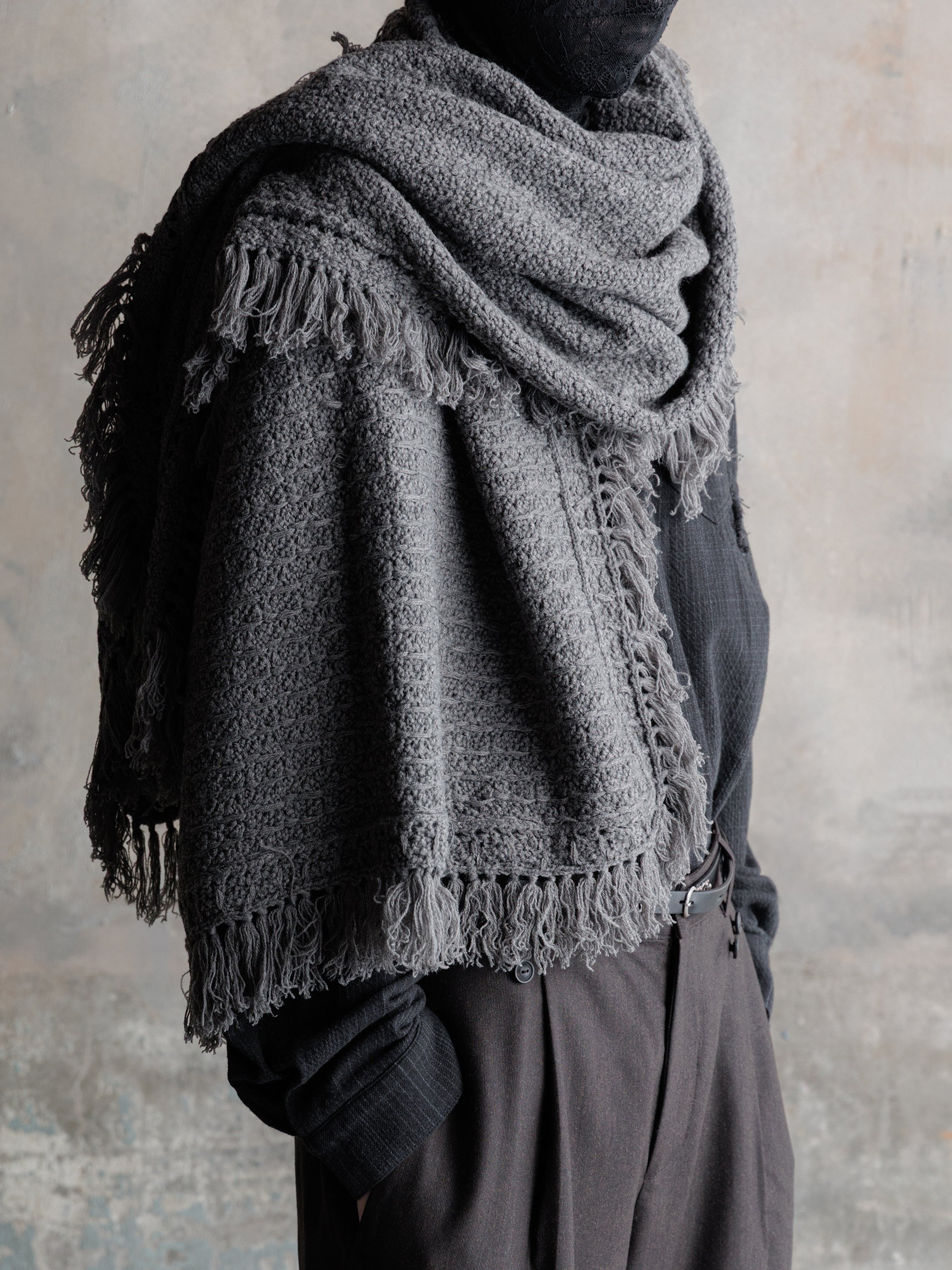 26FW｜Textured Antique Scarf (Grey) – Professor.E